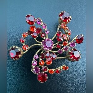 Vintage Austrian crystal floral spray brooch
